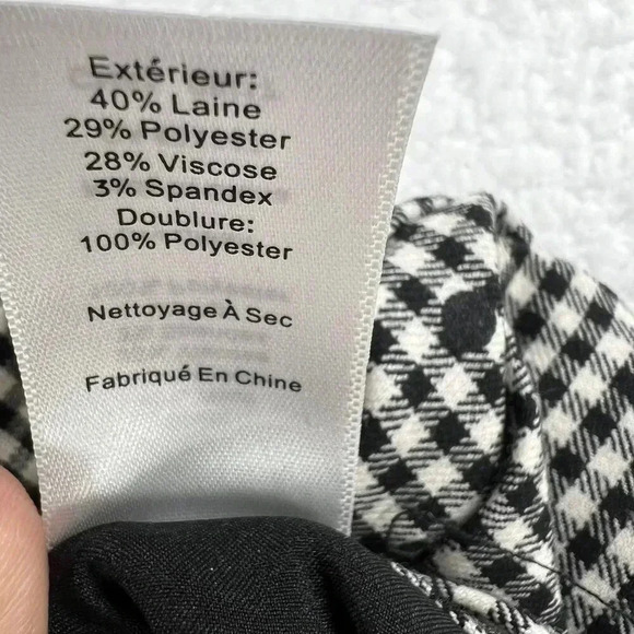 Talbots Women 8 Gingham Plaid Black White Polka Dot Wool Blend Ribbon Detail Car - Picture 15 of 16
